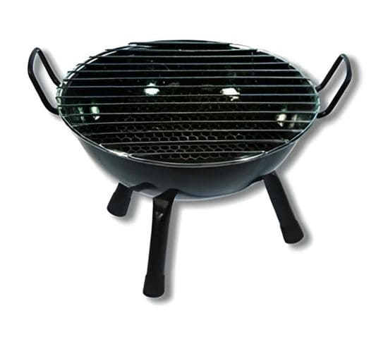 Barbecue Rond Vitrifié Pour Table En Acier Inoxydable Coloris Noir - 28 X 20 Cm