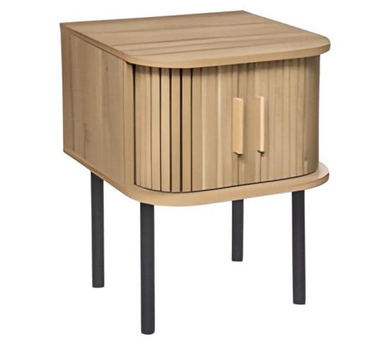 Table De Chevet En Bois Coloris Beige - Longueur 40 X Profondeur 40 X Hauteur 53 Cm