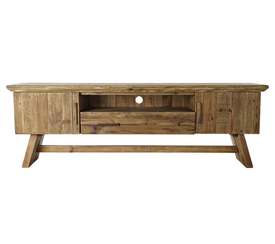 Meuble TV En Bois Recyclé Avec 2 Portes 1 Tiroir Et 1 Étagère - L. 180 X H. 60 X P. 45cm