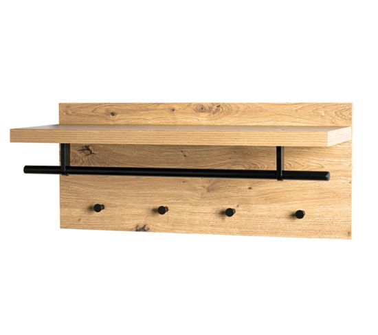 Garderobe Murale / Vestiaire Murale Coloris Chêne-noir - Longueur 70 X Hauteur 30 X Profondeur 26 Cm