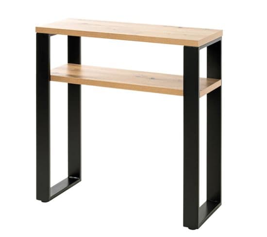 Console / Table Console En Métal Noir Et Mdf Coloris Chêne - L. 70 X H. 75 X P. 28 Cm