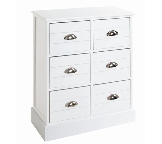 Commode En Bois Massif Et Mdf Laqué Blanc - Longueur 60 X Hauteur 75 X Profondeur 30 Cm