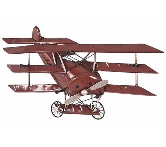 Patère Murale En Métal Vintage Motif Avion Rouge - Longueur 68 X Hauteur 38 X Profondeur 11 Cm