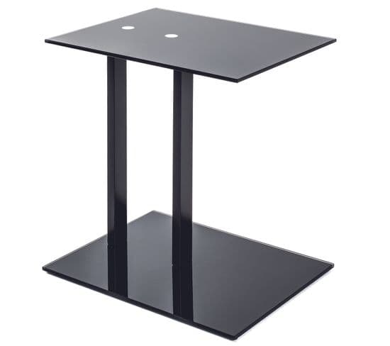 Table D'appoint En Acier Et Verre Trempé Coloris Noir - Longueur 35 X Hauteur 50 X Profondeur 35 Cm