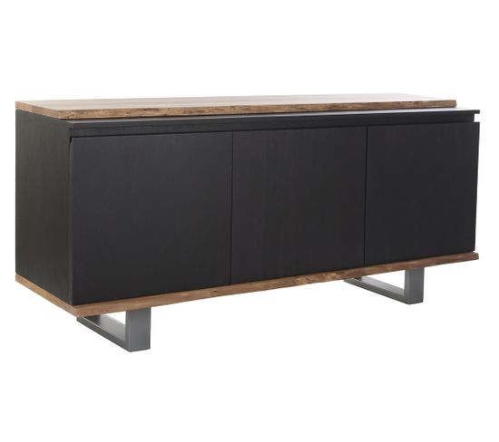 Buffet Meuble De Rangement En Bois De Manguier Coloris Noir - L. 160 X H. 72 X P. 42 Cm