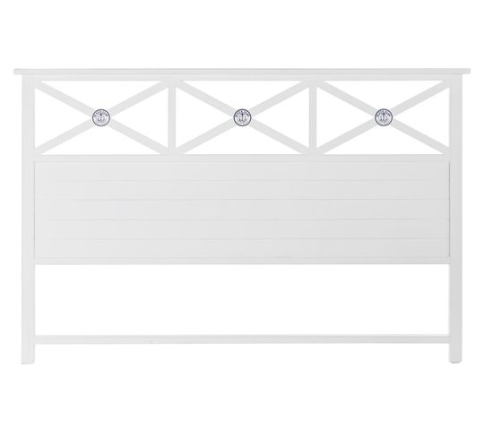 Tête De Lit En Bois Coloris Blanc - Longueur 180 X Profondeur 6 X Hauteur 120 Cm