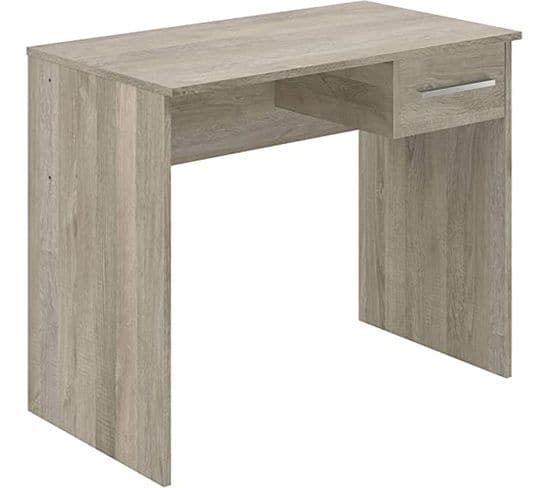 Bureau En Mélamine Coloris Chêne - Longueur 90 X Profondeur 50 X Hauteur 75 Cm