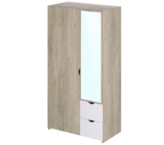 Armoire Meuble De Rangement De 2 Portes Et 2 Tiroirs - L. 100.6 X P. 54 X H. 195,1 Cm