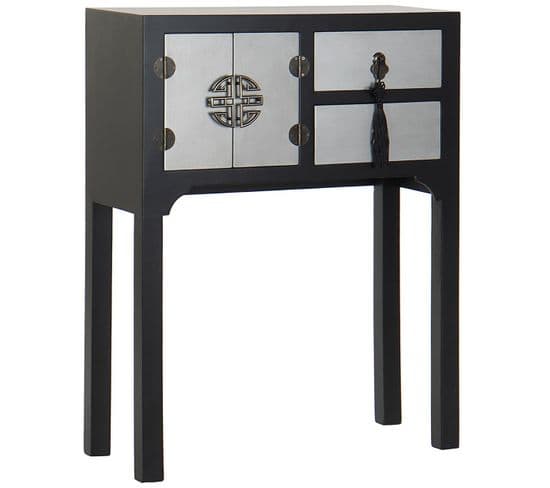 Console Table Console En Bois De Sapin Et Mdf Coloris Noir/argenté - L. 63 X P. 26 X H. 83 Cm