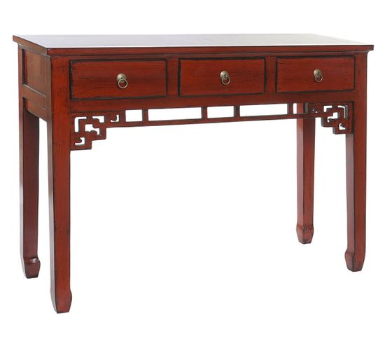 Table Console En Métal Et Orme Coloris Rouge - Longueur 113 X Profondeur 38 X Hauteur 84 Cm