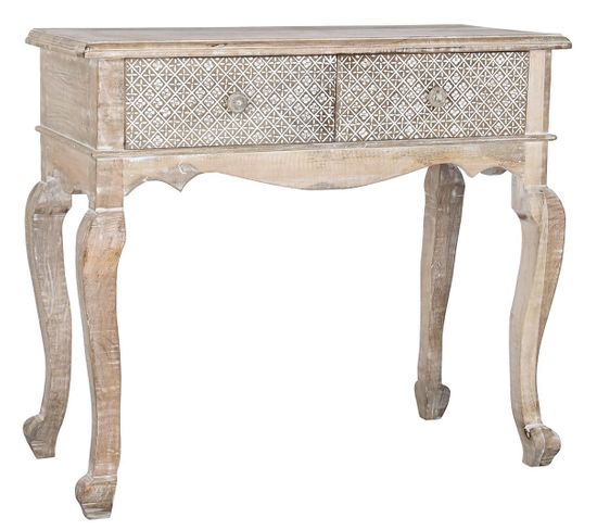 Console Table En Bois De Manguier Coloris Naturel/blanc - L. 91 X P. 42 X H. 81 Cm