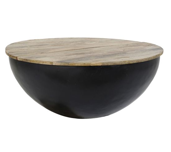 Table Basse En Bois De Manguier Et Métal Coloris Marron / Noir - Diamètre 95 X Hauteur 40 Cm