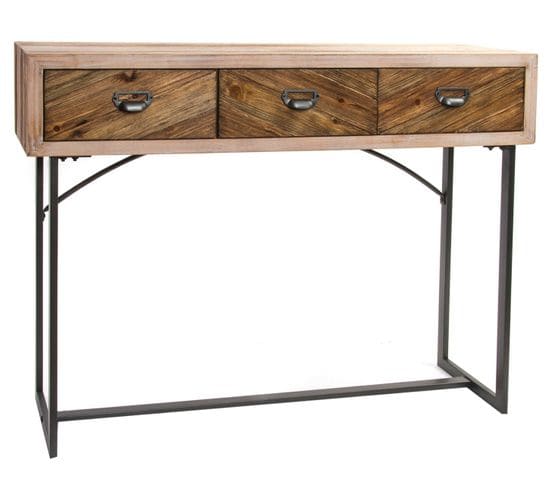 Console / Table Console En Métal Coloris Naturel - Longueur 110 X Profondeur 32 X Hauteur 85 Cm