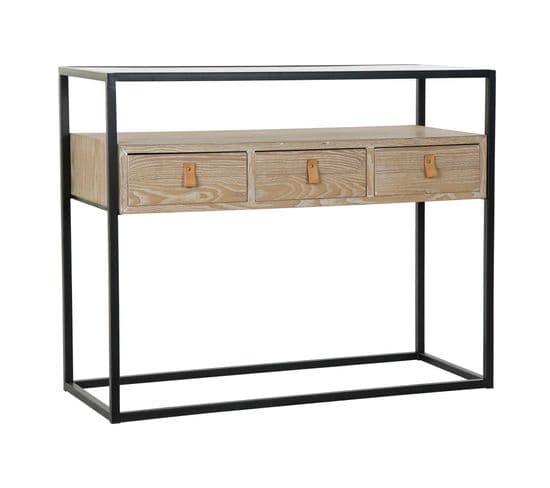 Console / Table Console En Bois Coloris Naturel Et Métal Noir - L. 100 X P. 38 X H. 80 Cm