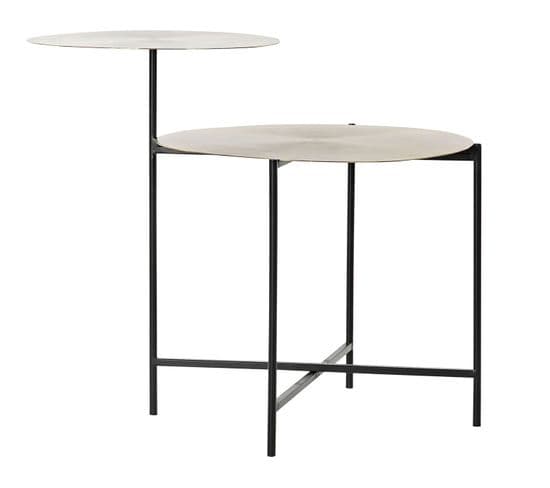 Table D'appoint Ronde En Aluminium Coloris Doré - Diamètre 73 X Hauteur 61 Cm