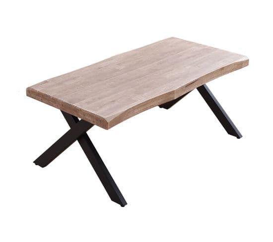 Table Basse Relevable En Bois Et Métal Coloris Chêne Miel Noir - L. 120 X P. 66 X H. 47-62 Cm