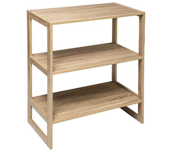 Étagère Avec 3 Niveaux En Bois Coloris Naturel - Longueur 69 X Profondeur 33 X Hauteur 84 Cm