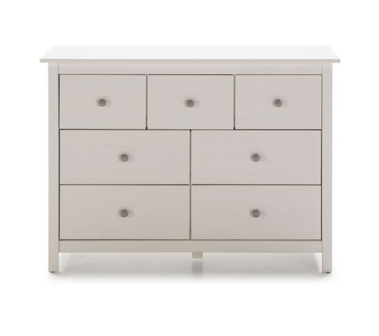 Commode, Meuble De Rangement En Pin Coloris Blanc - Longueur 110 X Profondeur 40  X Hauteur 80 Cm