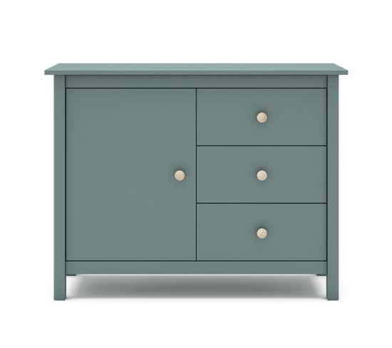 Commode, Meuble De Rangement Avec 3 Tiroirs En Pin Coloris Vert Pétrole