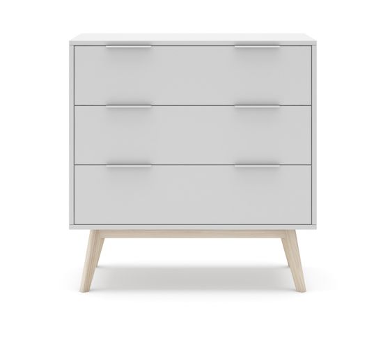 Commode, Meuble De Rangement En Pin Et Mdf Avec 3 Tiroirs Coloris Blanc