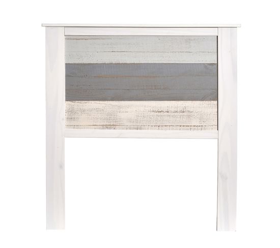 Tête De Lit En Pin Coloris Blanc Et Gris - Longueur 105 X Profondeur 4 X Hauteur 112 Cm