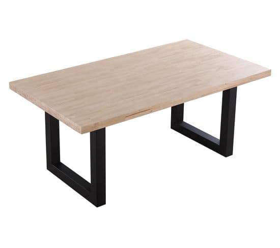 Table À Manger Rectangulaire En Bois De Chêne Avec Pieds En Métal Noir L. 180 X P. 100 X H. 76 Cm