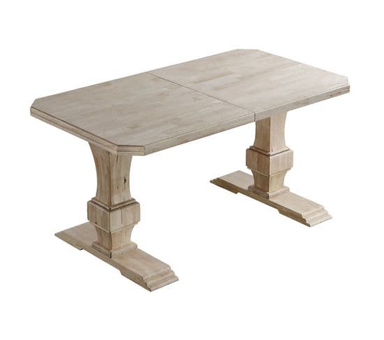 Table À Manger Extensible En Bois De Chêne Nordique Avec Pied En Bois Sculpté