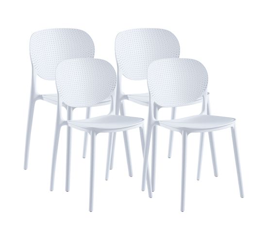 Lot De 4 Chaise En Polypropylène Coloris Blanc