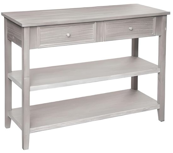 Console En Bois De Paulownia / Mdf Avec 2 Tiroirs Coloris Beige - L. 110 X P. 40 X H. 85 Cm