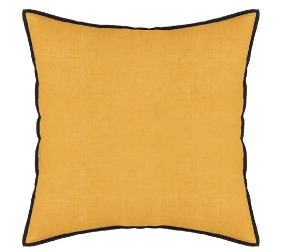 Lot De 4 Coussin Décoratif Déhoussable En Lin Et Coton Ocre - L. 45 X P. 12 X H. 45 Cm