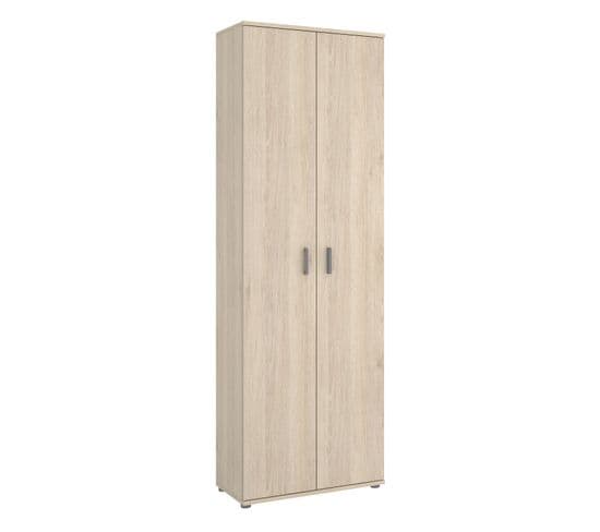 Armoire En Panneaux De Particules Mélaminés Coloris Chêne Naturel - L. 60.9 X P. 35.3 X H. 190.2 Cm