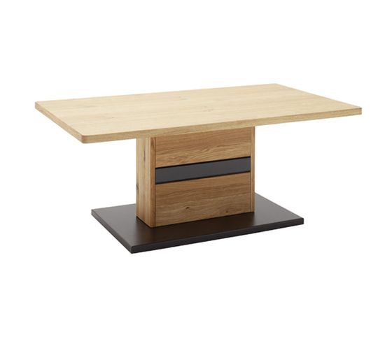 Table Basse Coloris Chêne Sauvage Massif, Gris Noir  - Longueur 110 X Hauteur 45 X Profondeur 65 Cm