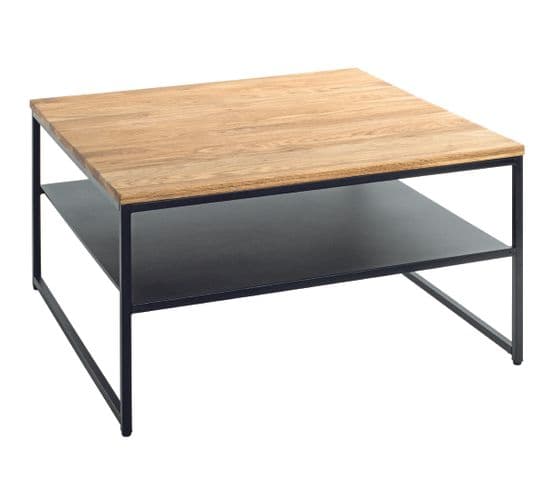 Table Basse Coloris Noir-chêne -  Longueur 70 X Profondeur 70  X Hauteur 40 Cm