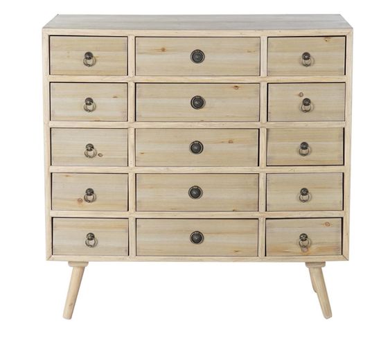 Buffet, Meuble De Rangement En Bois Coloris Naturel - L. 80 X P. 35 X H.  82 Cm