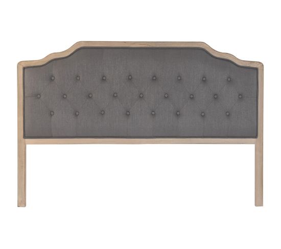 Tête De Lit Capitonnée En Chêne Et Polyester Coloris Gris Foncé - L. 180 X P. 10 X H. 120 Cm