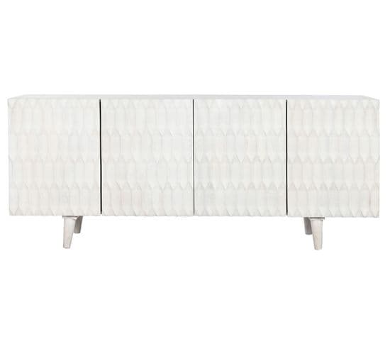 Buffet, Meuble De Rangement En Bois De Manguier Coloris Blanc -l. 177 X P. 40 X H. 75 Cm