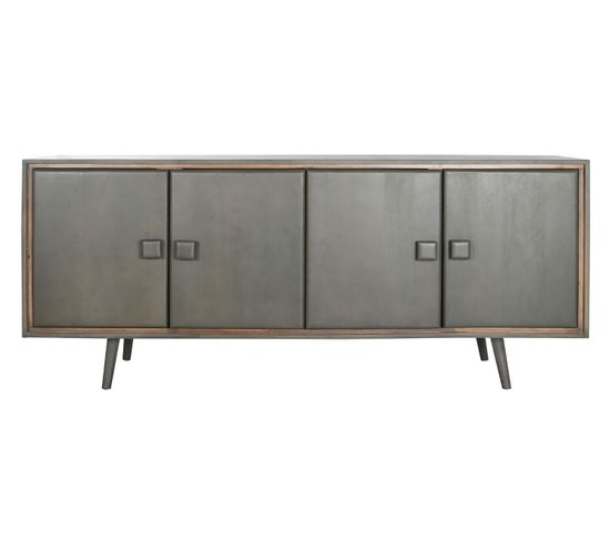 Buffet, Meuble De Rangement En Bois Coloris Gris Foncé -  L. 177  X P. 38 X H. 75 Cm