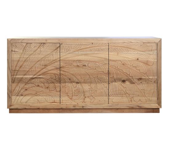 Buffet, Meuble De Rangement En Bois D'acacia Et Mdf Coloris Naturel  - L. 178 X P. 46 X H. 90 Cm