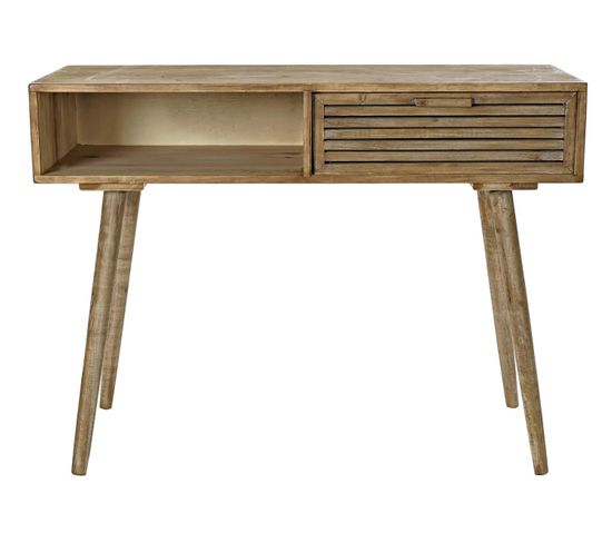 Table Console En Bois De Sapin Coloris Naturel - Longueur 95 X Profondeur 40 X Hauteur 75 Cm