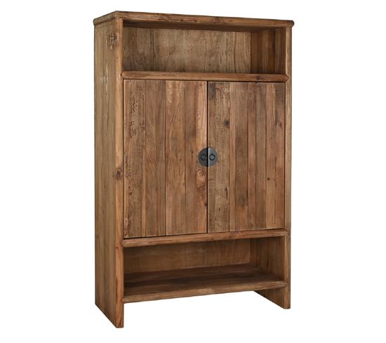 Armoire De Rangement Avec 2 Portes En Bois Coloris Marron - L. 100 X P. 45 X H. 160 Cm