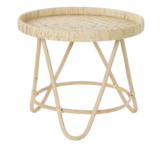 Table D'appoint Ronde En Bambou Coloris Naturel - Diamètre  60 X Hauteur 52  Cm