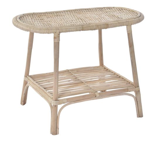 Table D'appoint En Bois De Rotin Coloris Naturel - Longueur  61 X Profondeur  30 X Hauteur  46  Cm