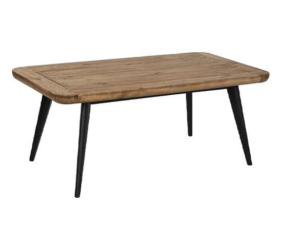 Table Basse Rectangulaire En Bois Recyclé/pin Coloris Marron Clair/noir - L. 135 X P. 70 X H. 41 Cm