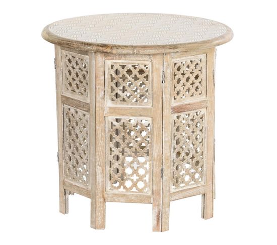 Table D'appoint En Bois De Manguier Coloris Naturel - Diamètre 53  X Hauteur 53 Cm