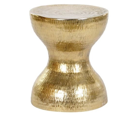 Table D'appoint Ronde En Aluminium Coloris Doré  - Diamètre  38 X Hauteur 45 Cm