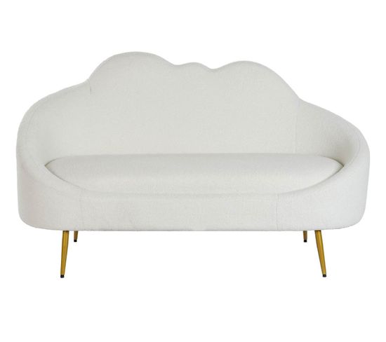 Canapé De Salon  En Polyester Blanc Et Métal Moutarde- L. 155  X P.  75 X H.  92 Cm