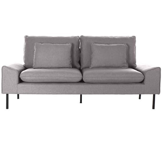 Canapé De Salon En Polyester Gris Et Métal Noir - Longueur 200  X Profondeur  84 X Hauteur 84  Cm