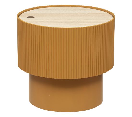 Table Basse Ronde En Mdf Coloris Ocre - Diamètre 38,5   X Hauteur 35  Cm