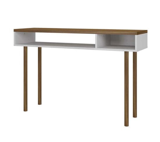 Table Console En Bois Coloris Blanc/chêne - Longueur 120 X Profondeur 36 X Hauteur 78 Cm