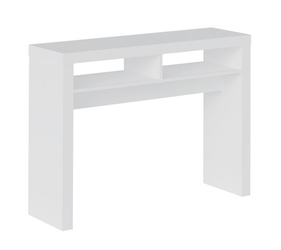 Table Console En Bois Coloris Blanc - Longueur 110 X Profondeur 30 X Hauteur 80.5 Cm